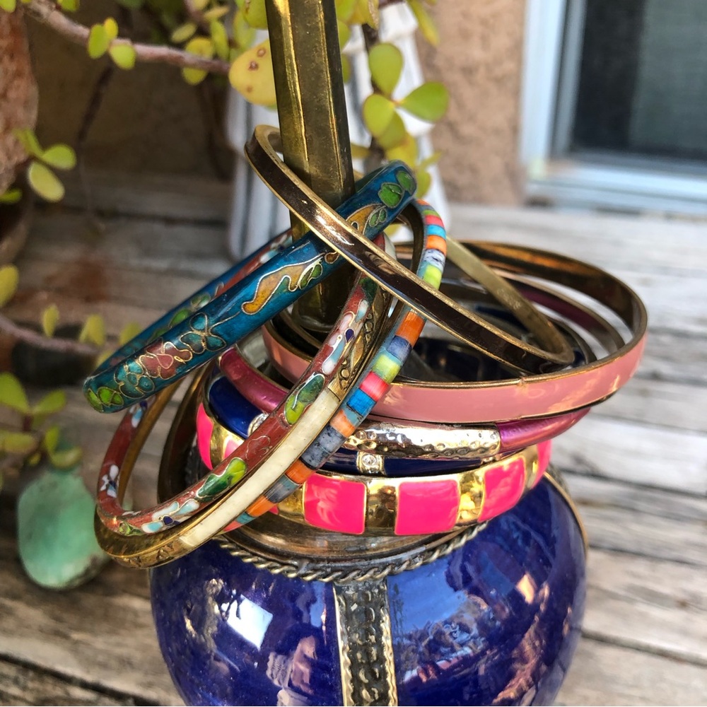 Enamel Bracelet Set 10 Pieces Some Siam Pieces Vintage To Modern